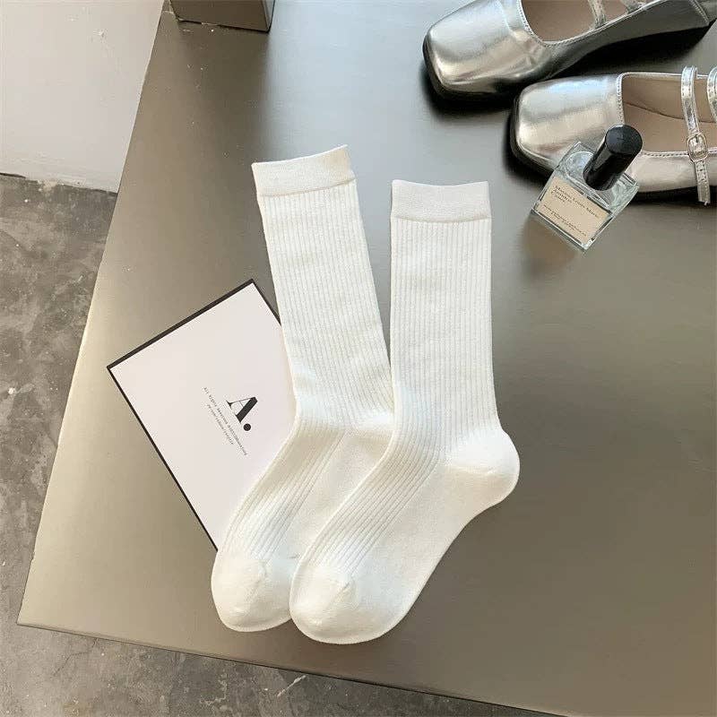 Dipped Shop – Großhandel Socken – Damen – Einfarbige Einfache Gerippte Socken DP25A4560