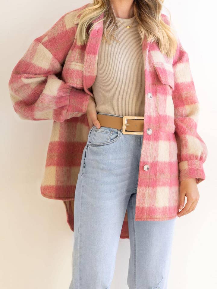 HIDDENBRAND - Wholesale Shirt Jacket/Shacket - Women's - Mohair Plaid Jacket Shacket4