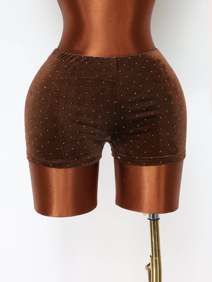 Glitz velvet short for wholesale by K Too