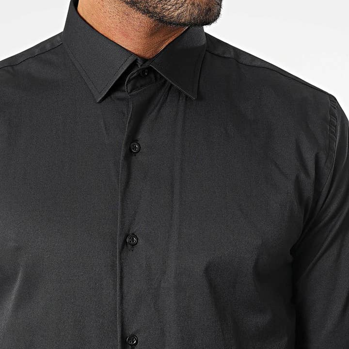MACKTEN - Wholesale Button Down Shirt - Men's - Men's slim black shirt1