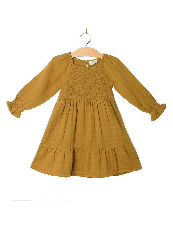 City Mouse Studio - Wholesale Dress - Kids - Smocked Dress- Bronze