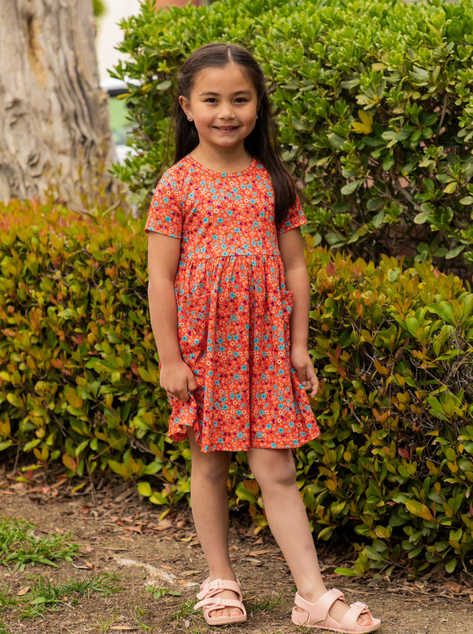 Tickled Teal - Wholesale Dress - Kids - Spring Pattern Little Girls Pocket Dress12