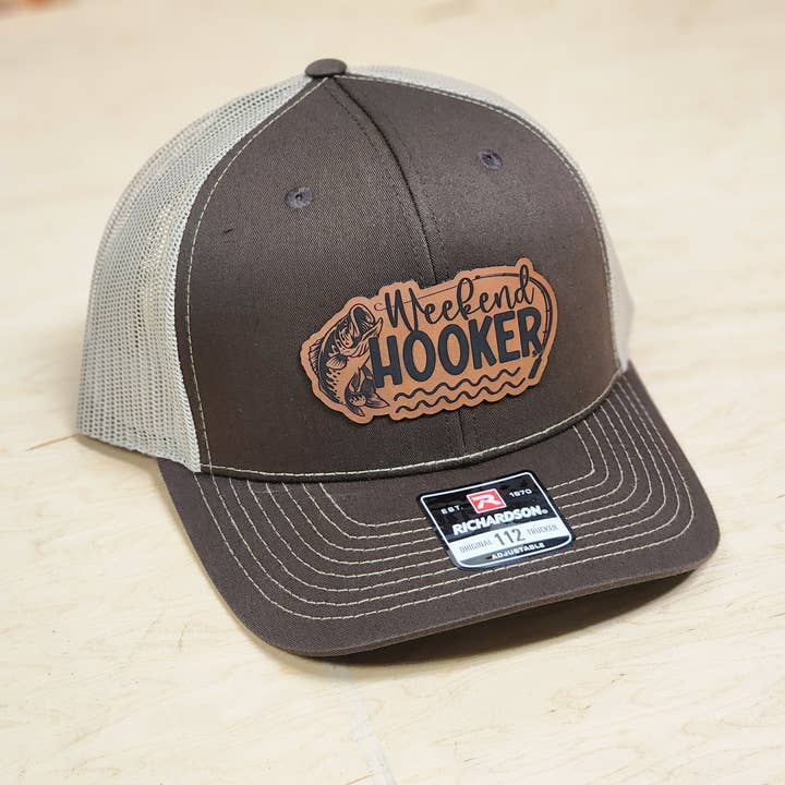 Knot Creatives - Wholesale Trucker Hat - Unisex - Funny Fishing Hat, Brown Weekend Hooker, Richardson 1124