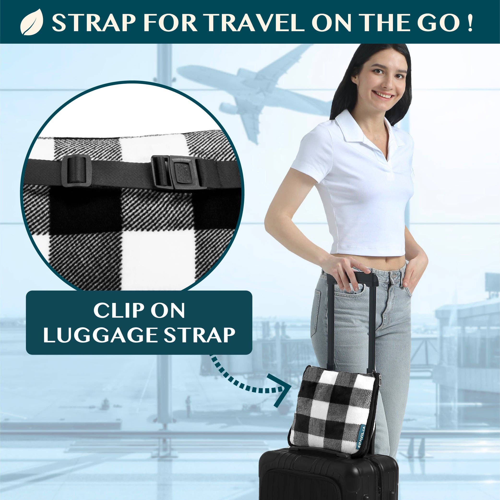 Pavilia - Venta al por mayor Mantas de viaje - Manta de viaje de felpa premium con almohada9