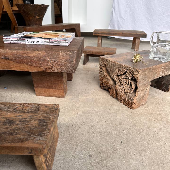 Office Objets - Wholesale Stool - Raw monoxyle organic Asian teak stool97