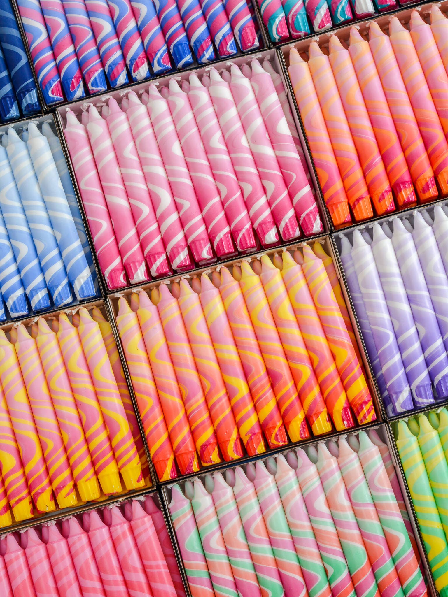 Nordtrice - Wholesale Tapered Candle/Candlestick - Summer Marble Candles - Pink / Orange & Red6