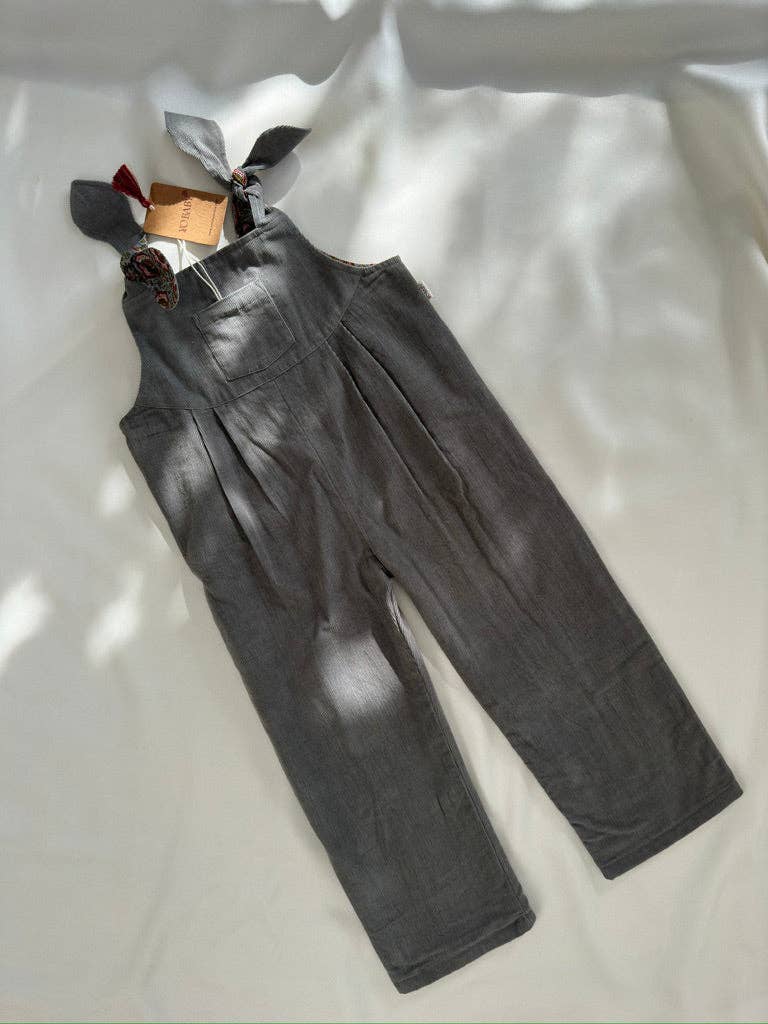 Yo Baby - Vente Barboteuse – bébé - Combinaison réversible en velours côtelé gris uni et imprimé floral gris4