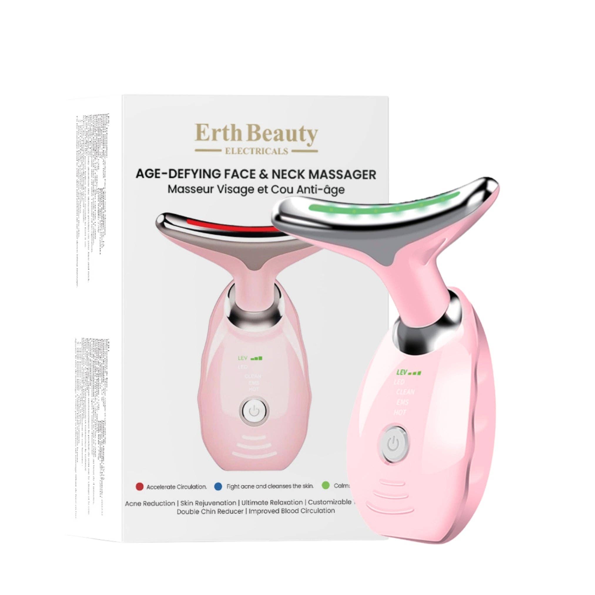 Eclat Cosmetic Ltd – wholesale Electronic skincare device – AGE -DEFYING FACE AND NECK MASSAGER PINK2