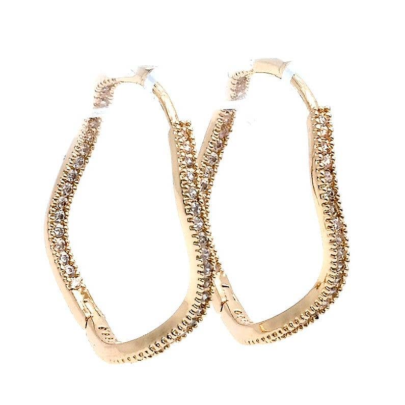 Diacly - Wholesale Hoop Earrings - Cubic Zirconia Wave Squiggly Hoop Earrings0