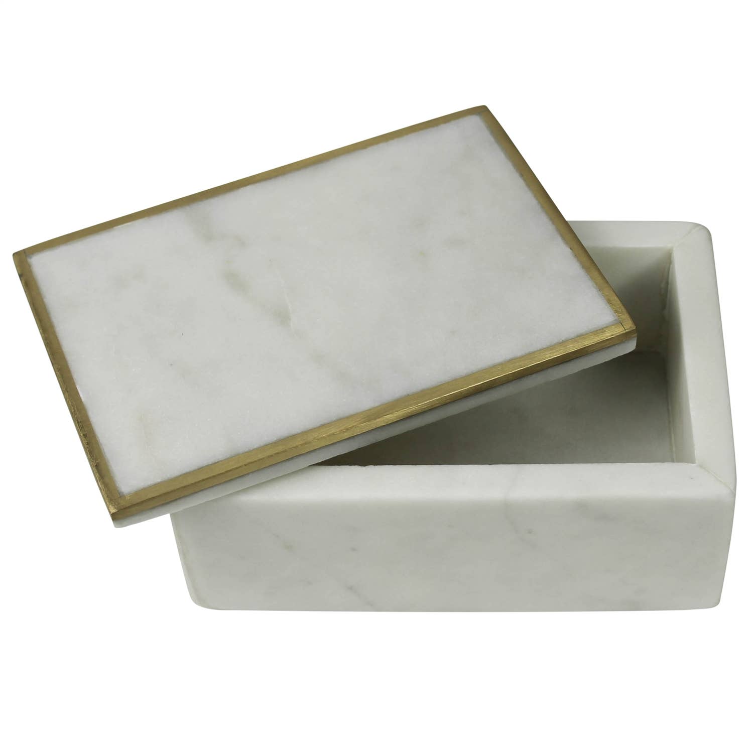 White Gold Loren Box with Brass Edge, Marble for wholesale on Faire1