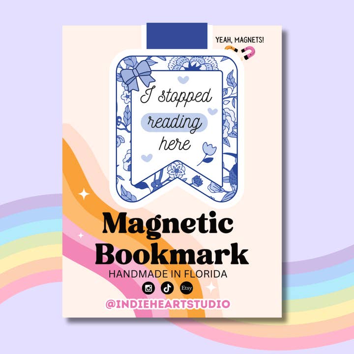 Stopped Reading Here Blue | Magnetic Bookmark for wholesale by Indie Heart Studio