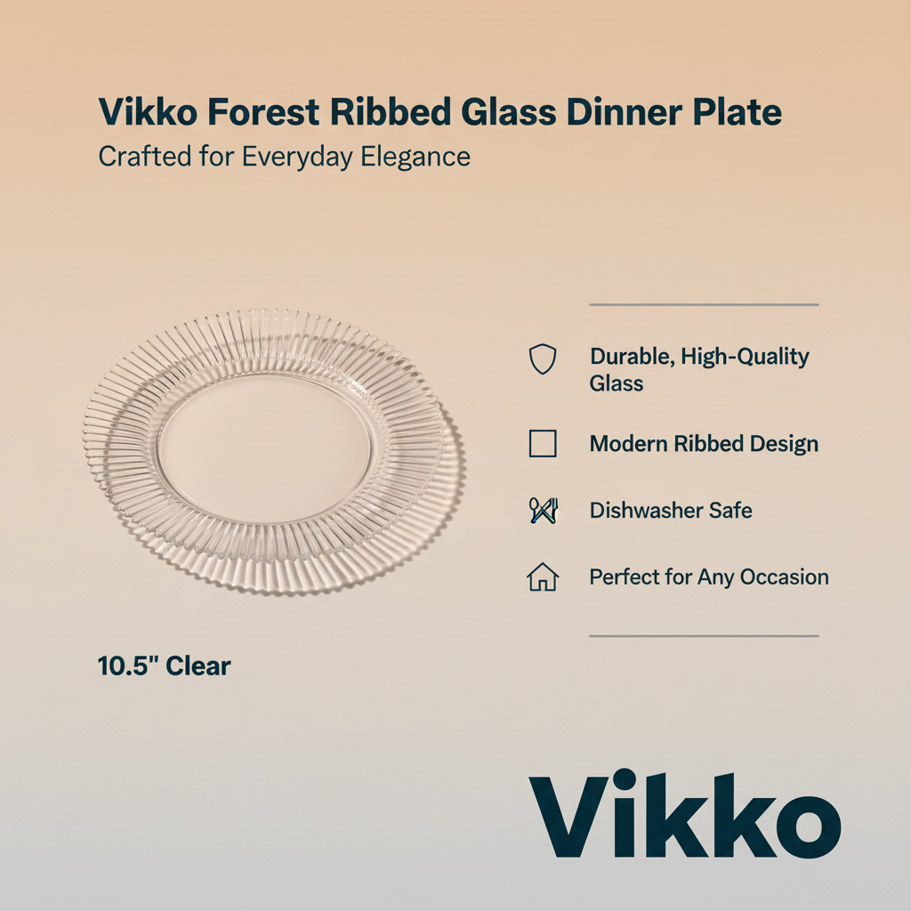Kadra Kitchenware - Wholesale Dinner plate - Vikko Forest Ribbed Glass Dinner Plate 10.5" Clear3
