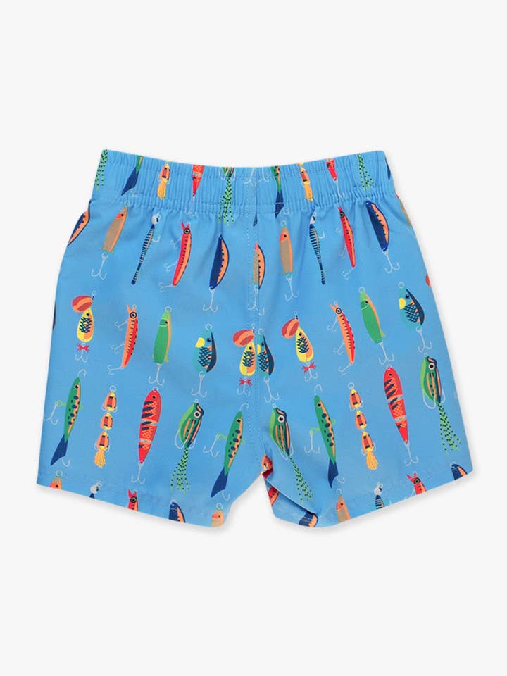 Blue Boys Gone Fishin Swim Trunks for wholesale on Faire