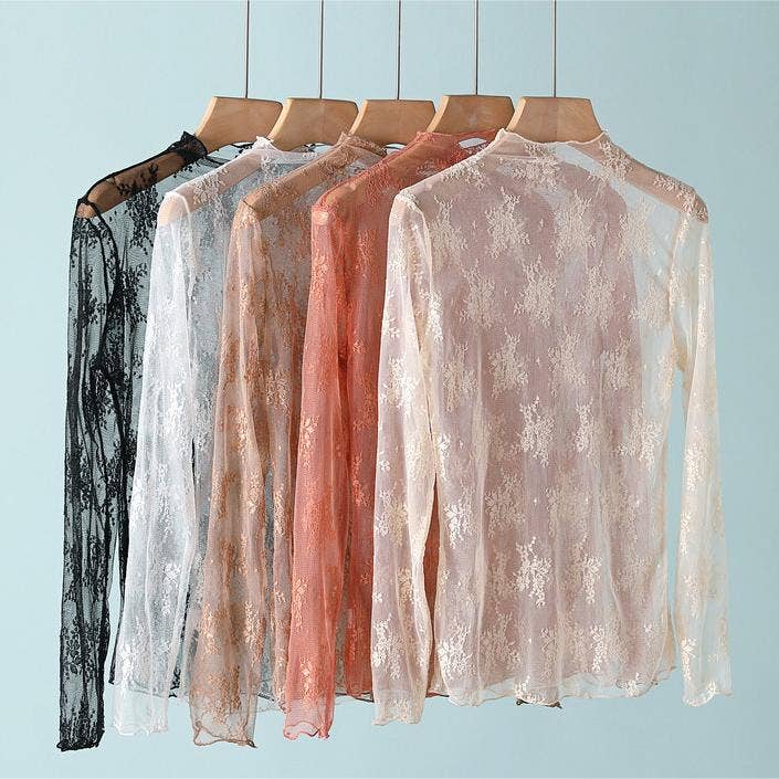 Soulful Styles - Wholesale T-Shirt - Women's - Lace Sheer Mesh Top