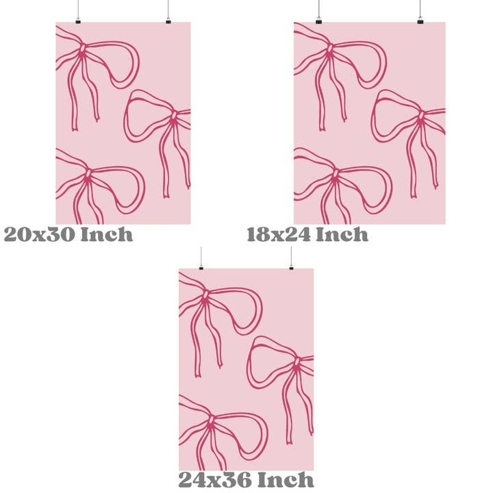 CLM Creative Studio - Wholesale Art Print - Coquette Hand Drawn Pink Bow Wall Art Prints