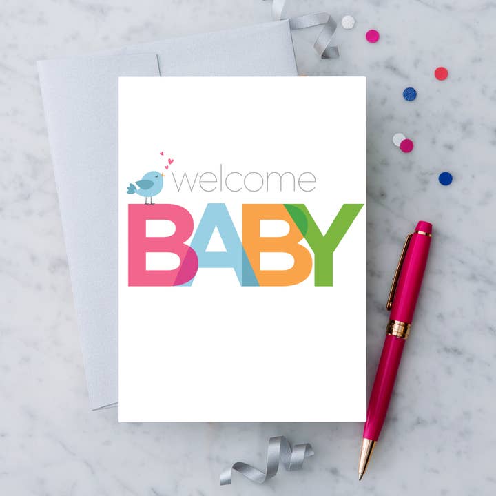 Cartão de saudação do bebê bem-vindo por atacado de Design With Heart