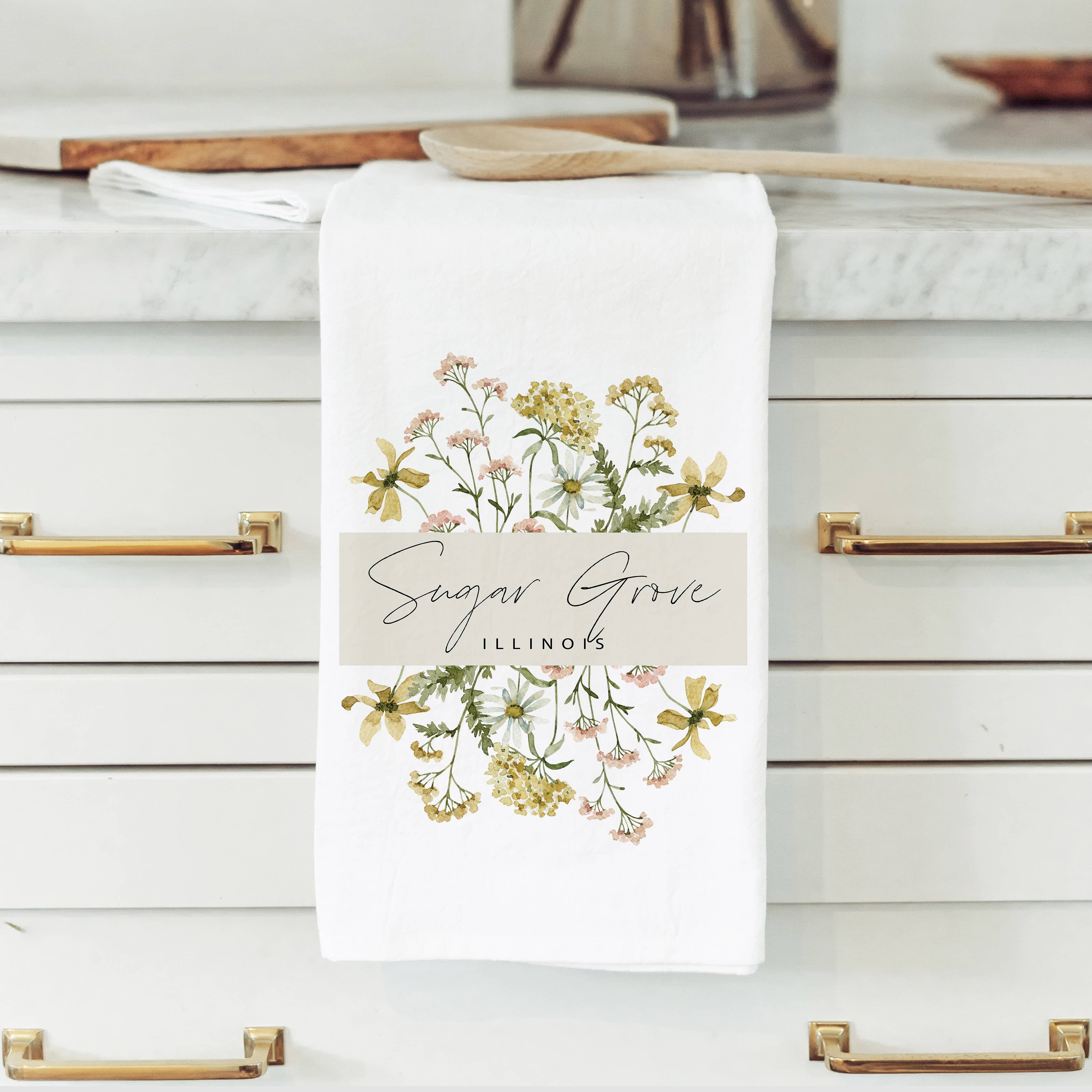 Porter Lane Home – wholesale Tea towel – Custom Wildflower City State Tea Towel1