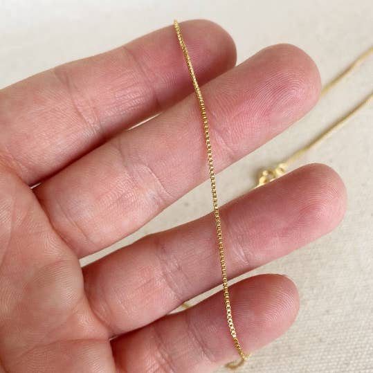 GoldFi - Wholesale Link & chain necklace - 18k Gold Filled Thin Box Chain 0.85mm Thickness Sizes Length3
