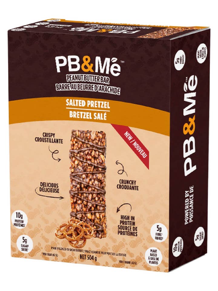 PB&Me Peanut Butter Bars - Pretzel (Case) for wholesale by PB&Me