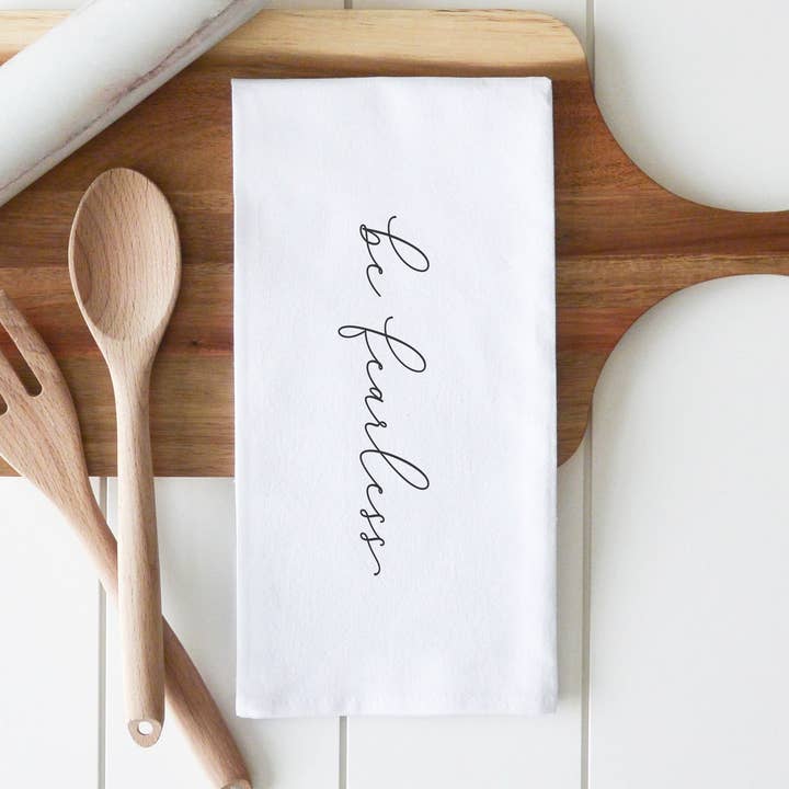 Be Fearless Tea Towel for wholesale by Porter Lane Home