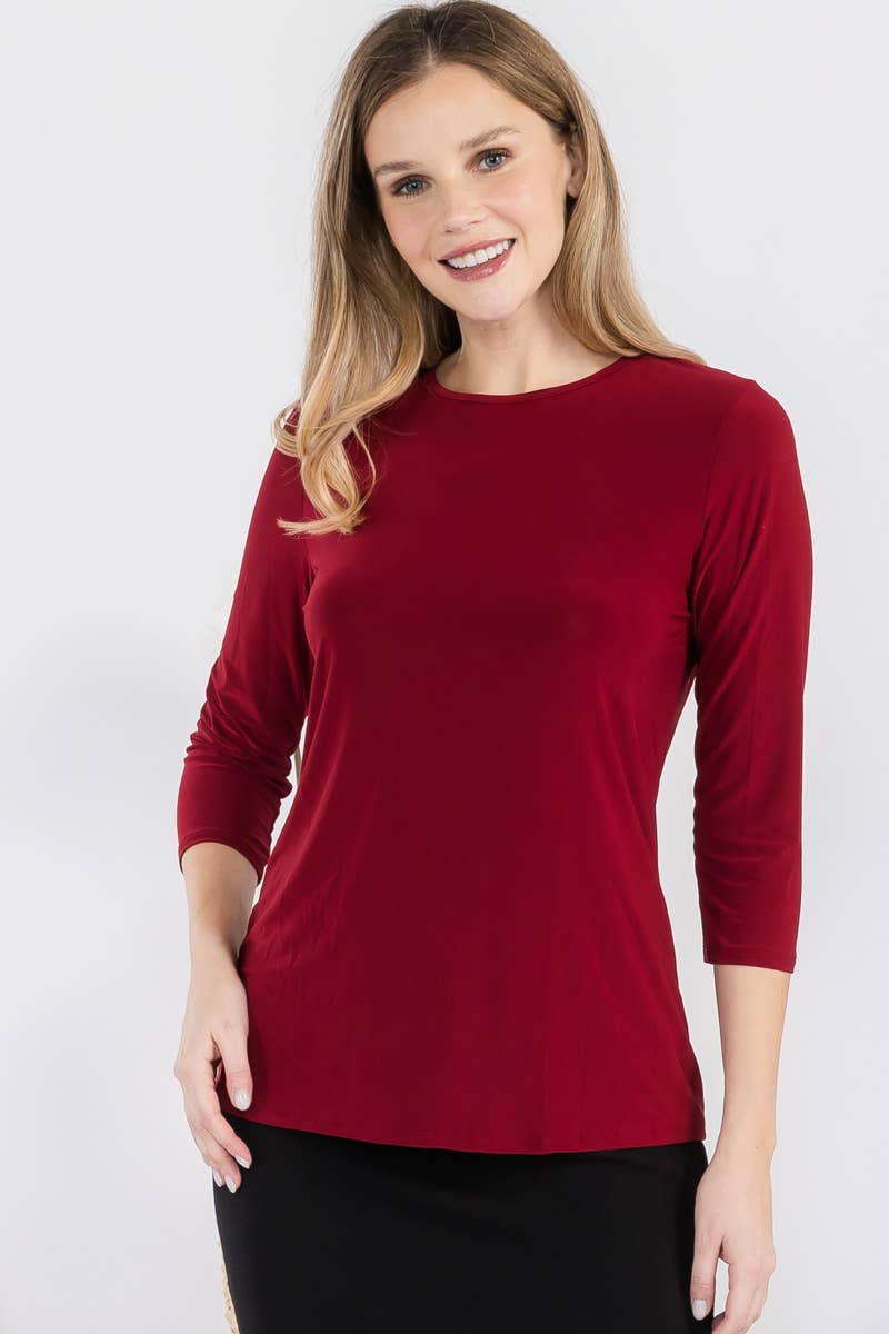 Celeste Clothing - Wholesale T-Shirt - Women's - CLASSIC 3/4 SLEEVE CREW NECK TOP -CT1321429