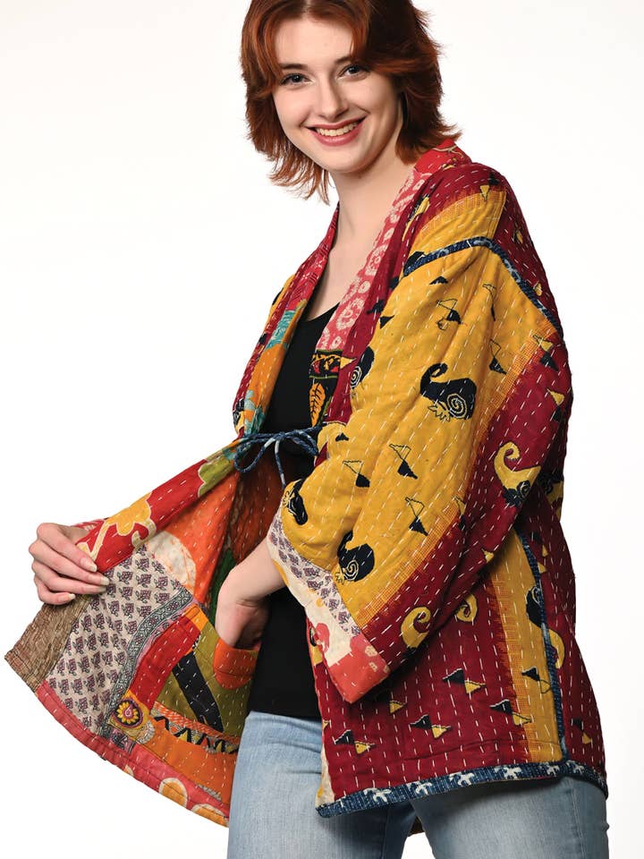 Sevya Handmade - Vendita all'ingrosso Kimono - Donna - Giacca Kimono Kantha reversibile in cotone8