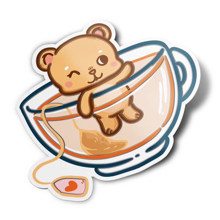 Pegatinas impermeables de vinilo con forma de oso en una taza para venta al por mayor de Girls Printing House