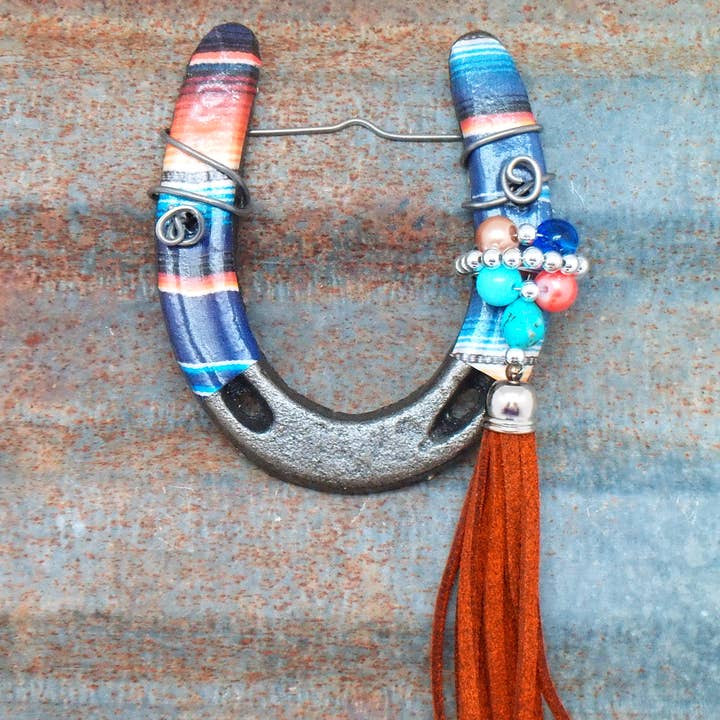 Little Lucky Western Horseshoe- Blue Serape for wholesale by The Lucky Horse Company