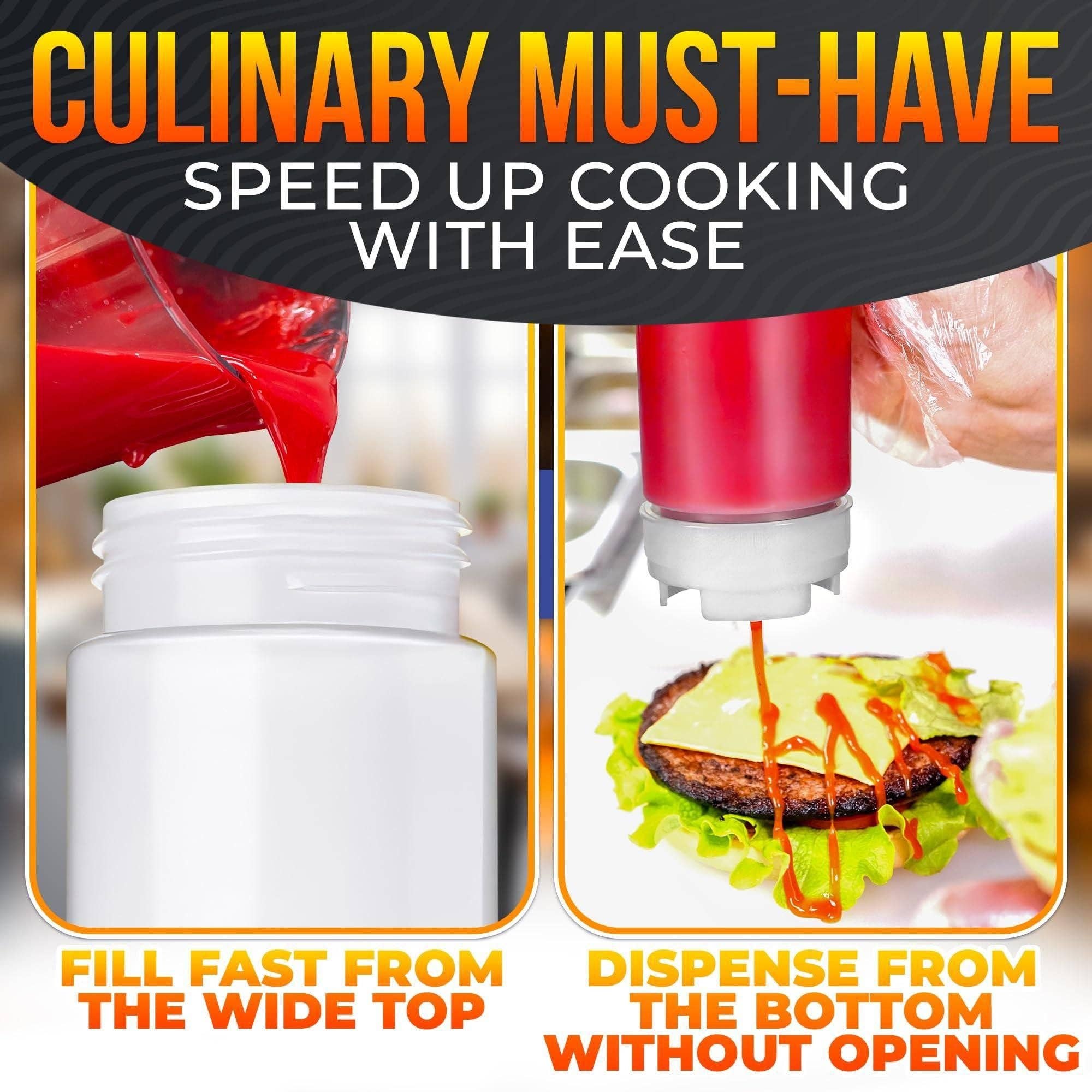 Naomi's Happy Place Shop - Wholesale Ketchup - Set of 6 Condiment Squeeze Bottles for Sauces 16 oz Self Closing Valve Easy to Fill Clear Design Ready to Dispense for Dressings Condiments and Sauces Durable and Convenient4