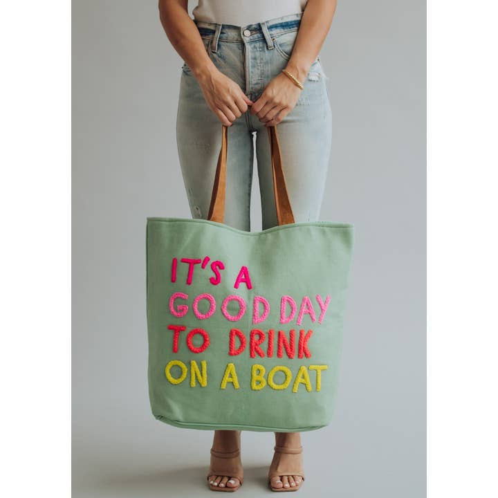 Panache Apparel Co. - Wholesale Tote Bag - Women's - Mint Drink On A Boat Tote1