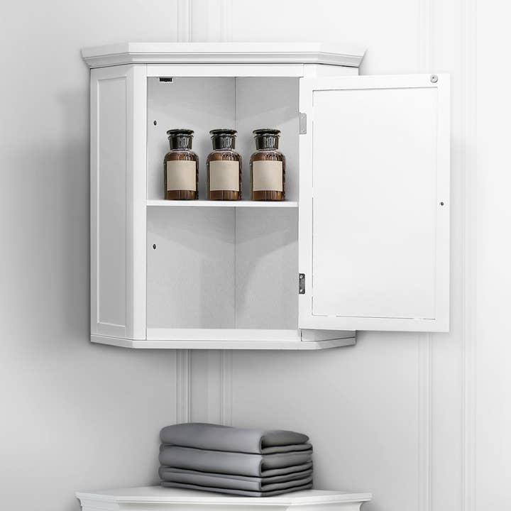 1 Shutter Door Removable Wooden Corner Wall Cabinet White for wholesale on Faire