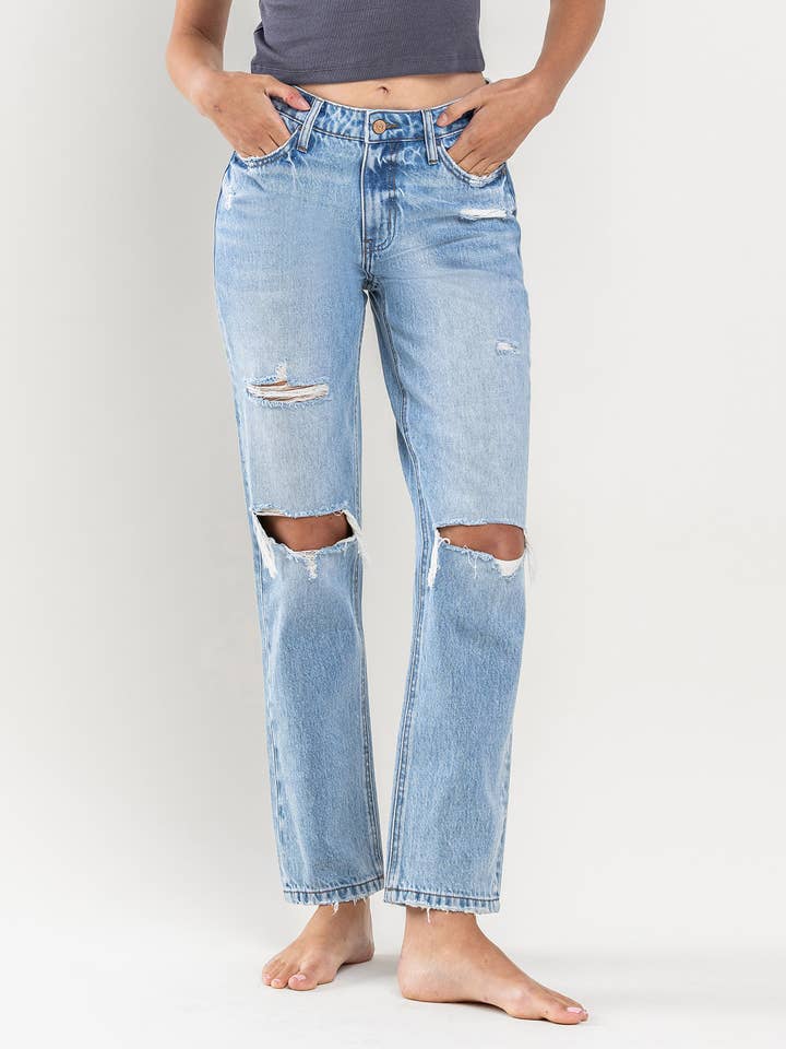 HIGH RISE DISTRESSED STRAIGHT JEANS LV1173 for wholesale by Lovervet by VERVET