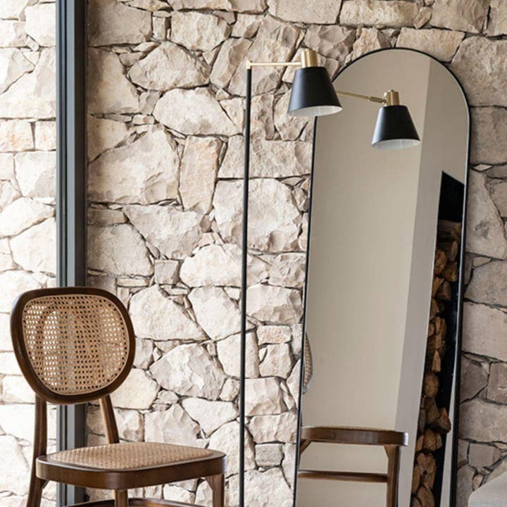 Industrial floor lamp in golden metal for wholesale by Andrea House