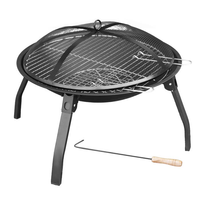 22" Round Fire Pit With Cover For Outdoor Wood Burning On Deck, Patio, Grass, and Concrete for wholesale by Best-Z Trading Inc.