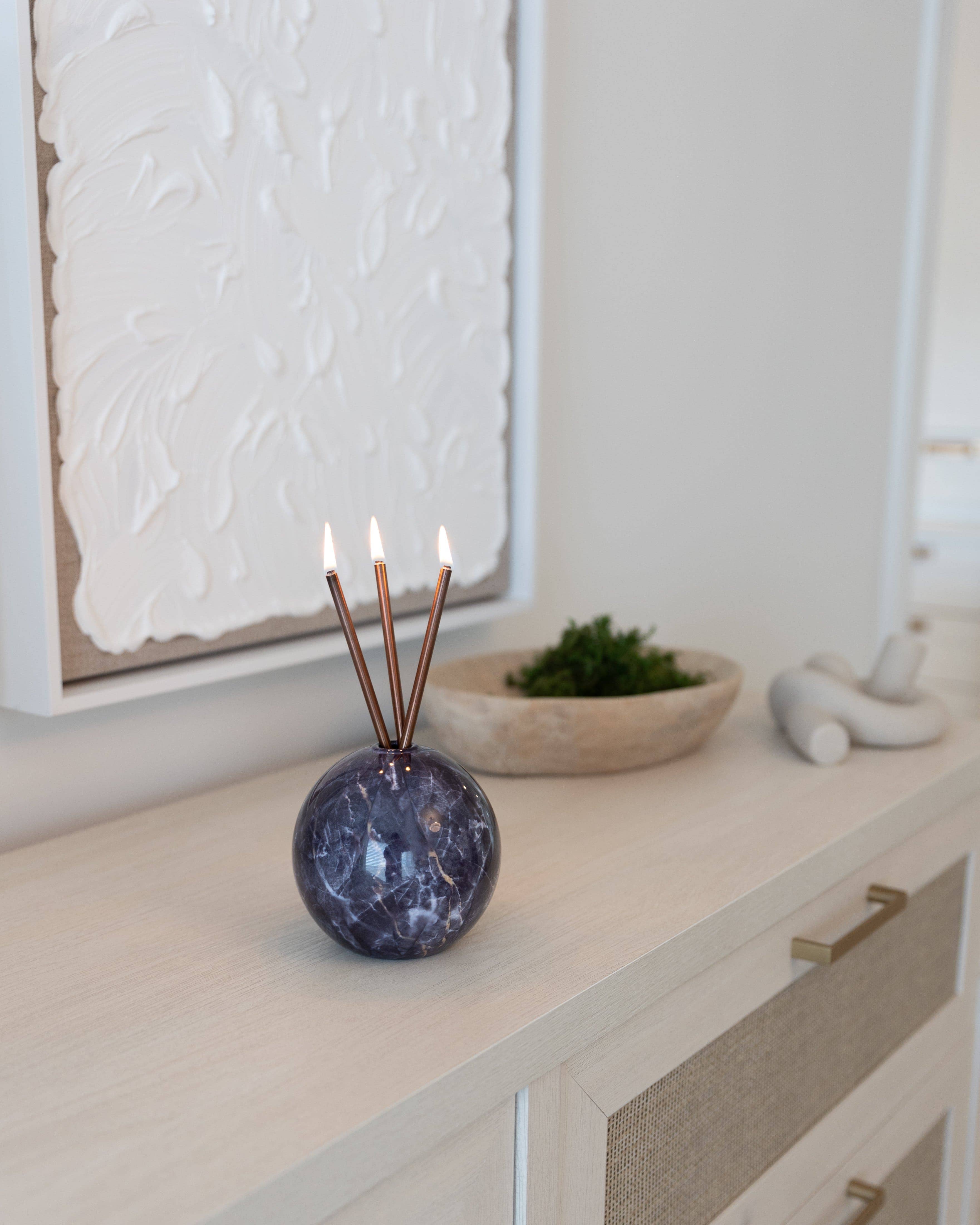 Everlasting Candle Co. - Wholesale Candle Holder - Neva Vase, Charcoal Marble Candle Holder [x6 Vases]5