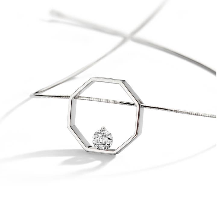 Colar rosa prata/branco por atacado de FJF JEWELLERY