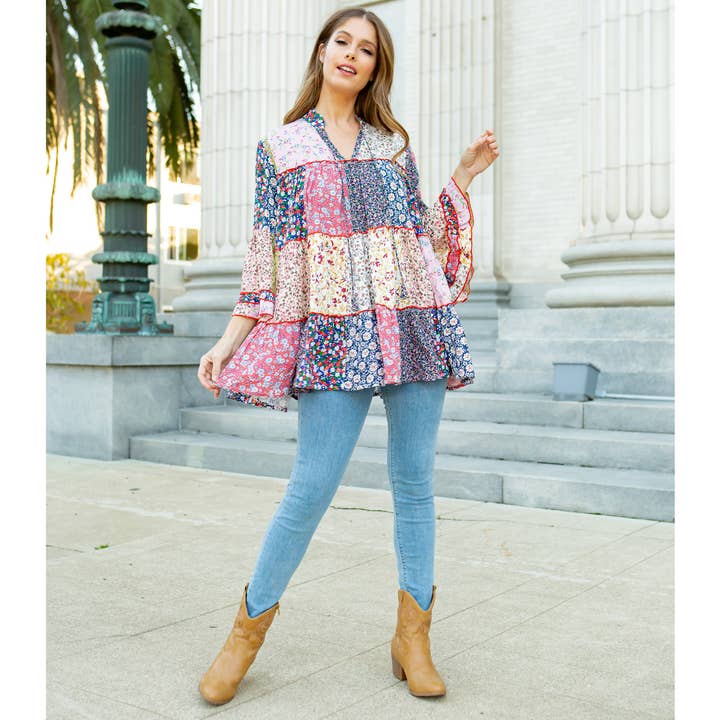 Multicolor Western Women Jhabla Top - Patchwork and for wholesale on Faire