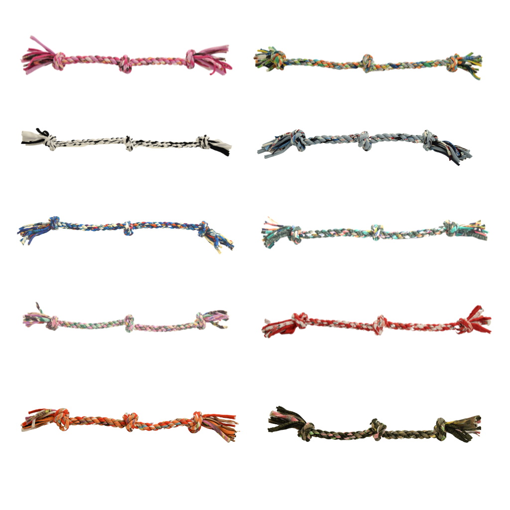 Shreds + rerope - Vente Jouet en corde – chien - Jouets noués recyclés pour chiens ErRope - 3 tailles (lot de 10 pièces)17