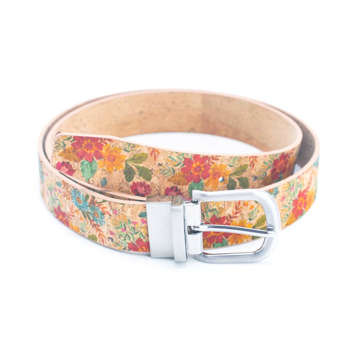 Meninas Bonitas Cork - Wholesale Riem - Dames - Damesriem van natuurlijk kurk met bloemprint en verstelbare gesp5