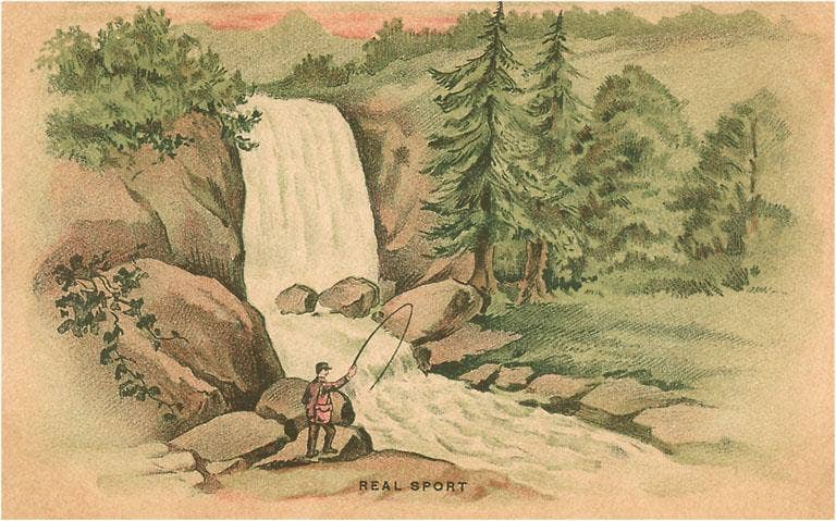 Found Image Press – wholesale Stationery/notecard set – Greeting Card FS-46 Real Sport, Fishing by Waterfall0