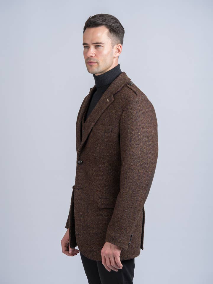Brown Herringbone Tweed Jacket & Blazer for wholesale on Faire5