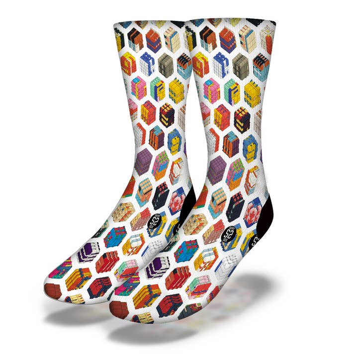 RUBIKS CUBES Fun Puzzle Socks for wholesale by Savvy Sox