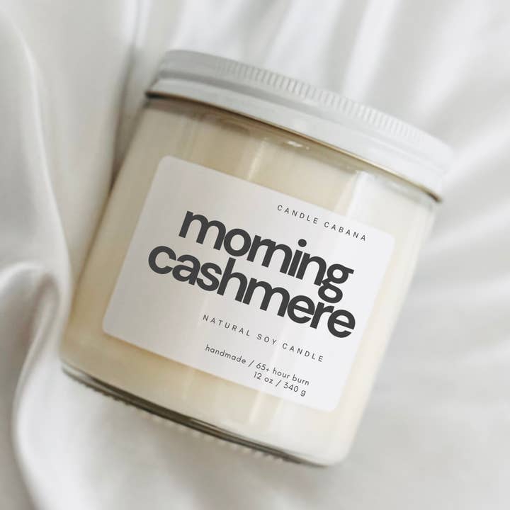 Morning Cashmere 12oz Signature Fall Candle 100% Natural Soy for wholesale by Candle Cabana