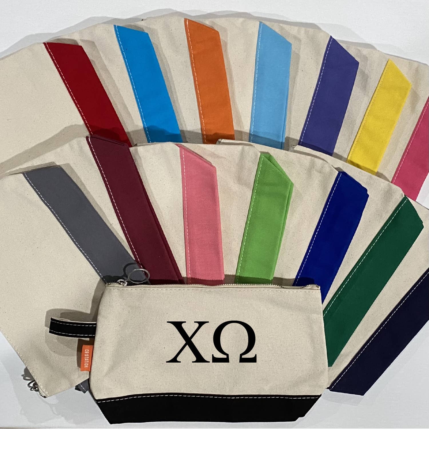 Sorority Zippered Canvas Cosmetic Bag for wholesale by Simply Sisters