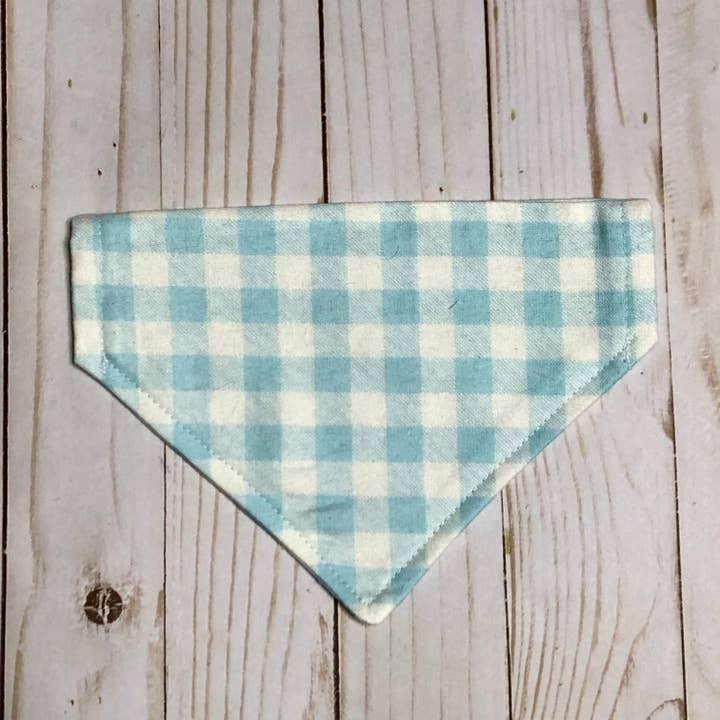 Blue Gingham Flannel Print Fabric Pet Bandana for wholesale by MDStickerShop