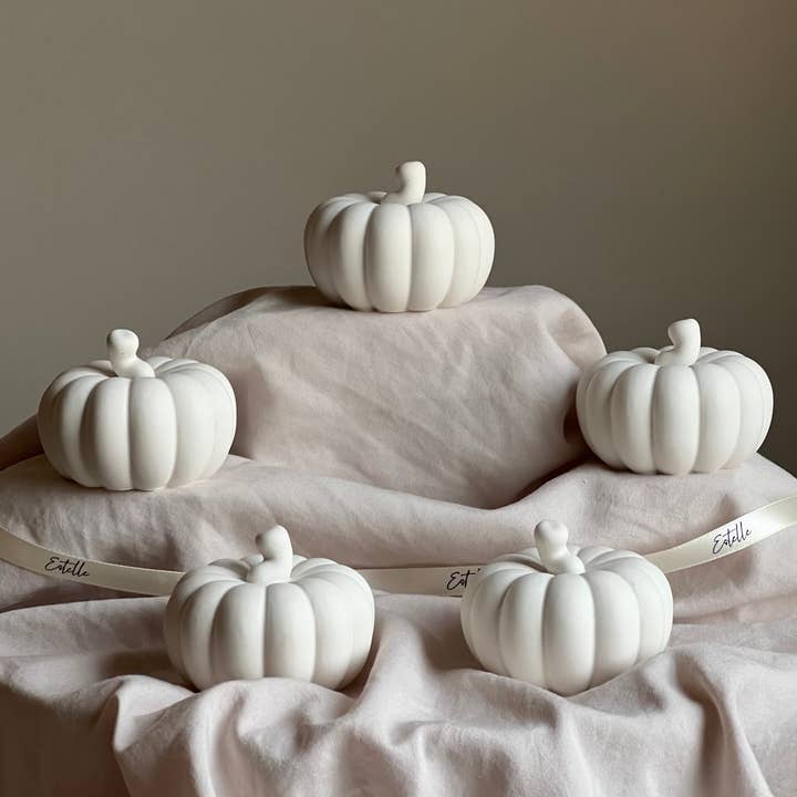 Estelle Studio - Wholesale Decorative Tabletop Object - Cute Autumn Pumpkin Stone Decor