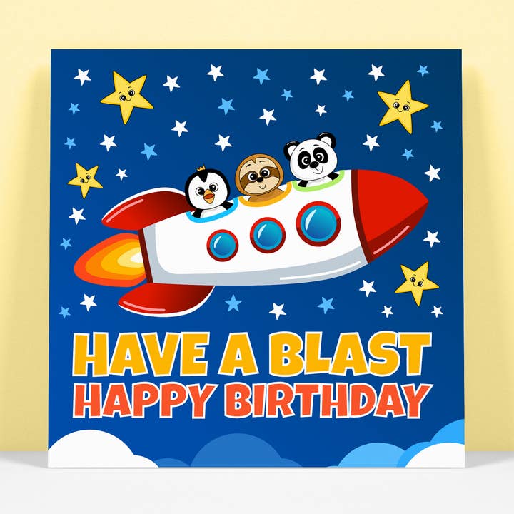 Happy Birthday - Have a Blast Rocket Card for wholesale by RoleyOleyMoley