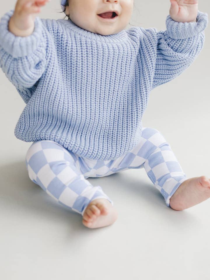 Checkered Leggings | Blue for wholesale by Lucky Panda Kids