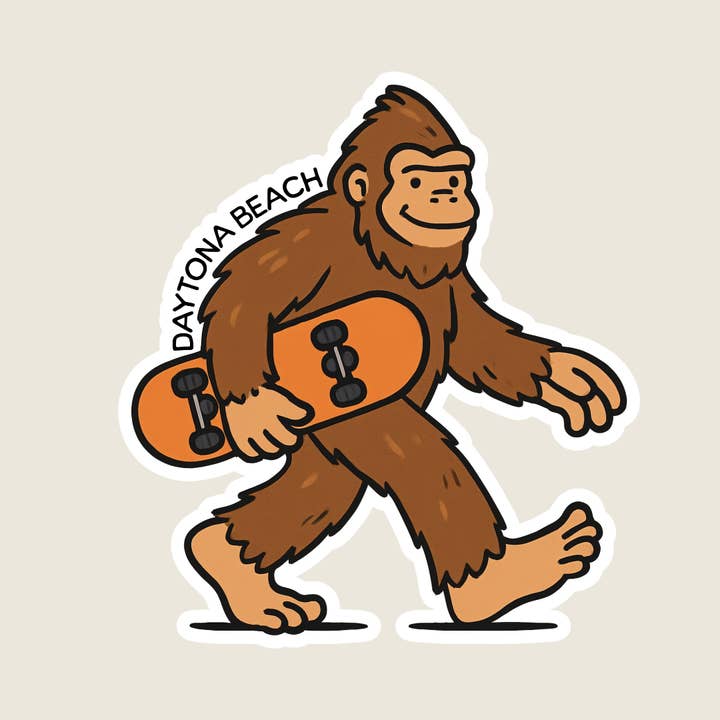 Big Foot Carrying a Skateboard Funny Souvenir Sticker for wholesale by Shoreline Summit