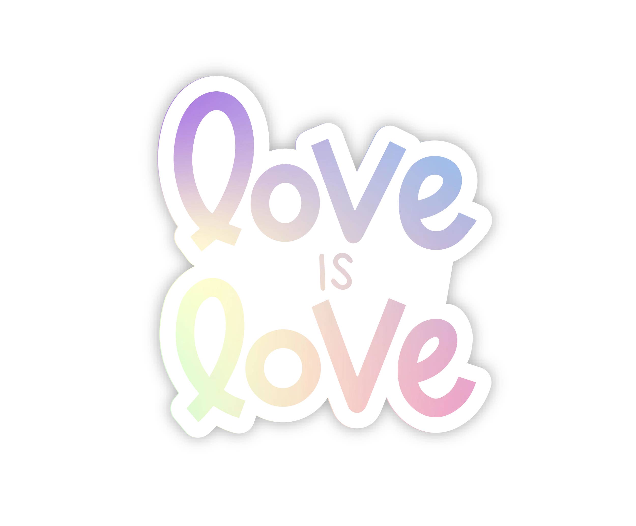 Twentysome Design - Wholesale Sticker - Love is Love LGBTQ Gay Pride Rainbow Holographic Sticker
